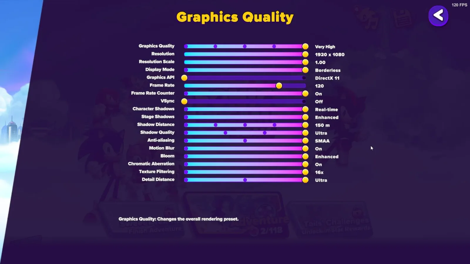 Sonic Dream Team new port graphic settings